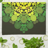 Dot Mandala Blume Gelb und Grün Geschirrtuch (Gefaltet)