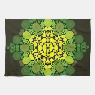Dot Mandala Blume Gelb und Grün Geschirrtuch