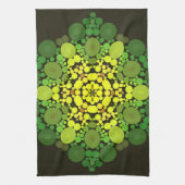 Dot Mandala Blume Gelb und Grün Geschirrtuch (Vertikal)