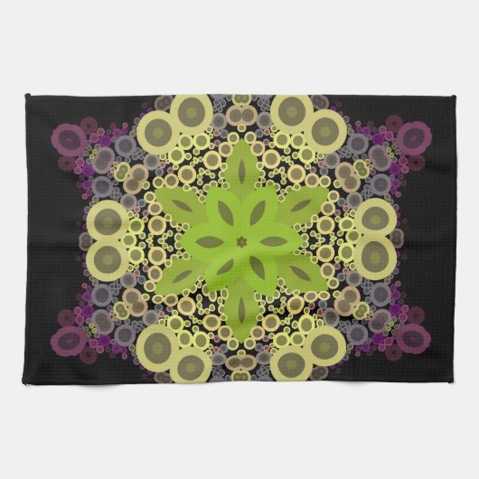 Dot Mandala Blume Gelb und Lila Geschirrtuch (Horizontal)