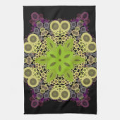 Dot Mandala Blume Gelb und Lila Geschirrtuch (Vertikal)