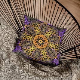 Dot Mandala Blume Gelb und Lila Kissen