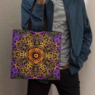 Dot Mandala Blume Gelb und Lila Tasche