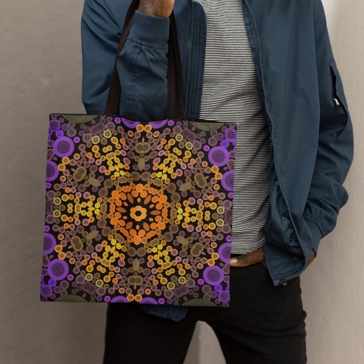 Dot Mandala Blume Gelb und Lila Tasche
