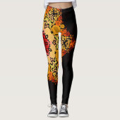 Dot Mandala Blume Gelb und Rot Leggings (Vorderseite)