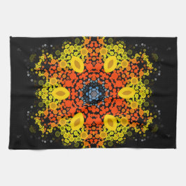 Dot Mandala Blume Gelborange und Blau Geschirrtuch