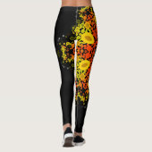 Dot Mandala Blume Gelborange und Blau Leggings (Rückseite)