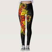 Dot Mandala Blume Gelborange und Blau Leggings (Vorderseite)
