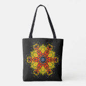 Dot Mandala Blume Gelborange und Blau Tasche (Rückseite)