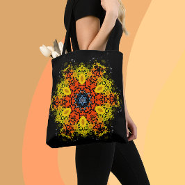 Dot Mandala Blume Gelborange und Blau Tasche
