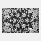 Dot Mandala Blume Grau und Schwarz Geschirrtuch (Horizontal)