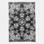 Dot Mandala Blume Grau und Schwarz Geschirrtuch (Vertikal)