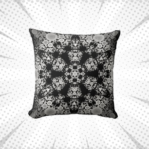 Dot Mandala Blume Grau und Schwarz Kissen