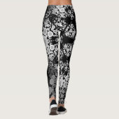 Dot Mandala Blume Grau und Schwarz Leggings (Rückseite)