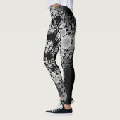 Dot Mandala Blume Grau und Schwarz Leggings (Links)