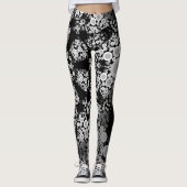 Dot Mandala Blume Grau und Schwarz Leggings (Vorderseite)