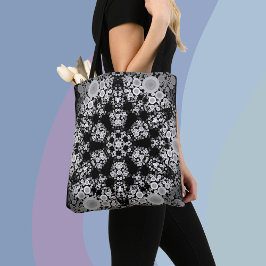 Dot Mandala Blume Grau und Schwarz Tasche