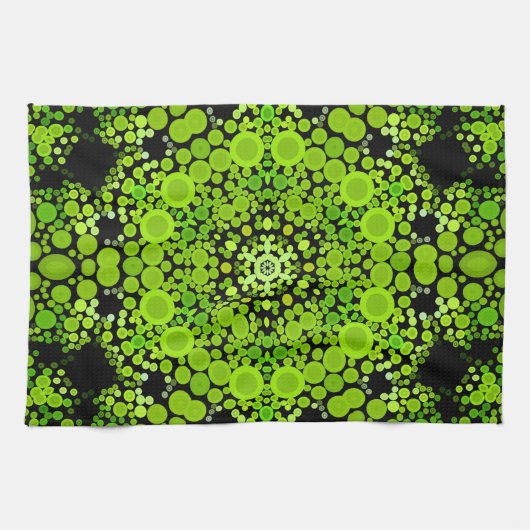 Dot Mandala Blume Green Geschirrtuch (Horizontal)