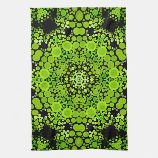 Dot Mandala Blume Green Geschirrtuch (Vertikal)