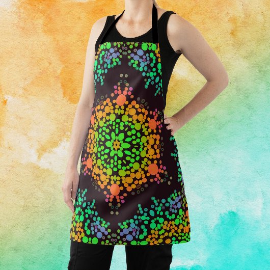 Dot Mandala Blume Green Orange und Blue Schürze