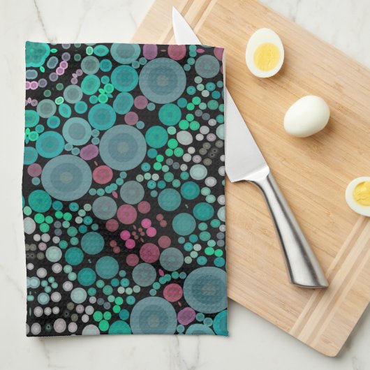 Dot Mandala Blume Grün Blau und Rot Geschirrtuch (Viertel Falte)