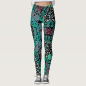 Dot Mandala Blume Grün Blau und Rot Leggings (Vorderseite)