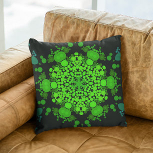 Dot Mandala Blume Grün und Schwarz Kissen