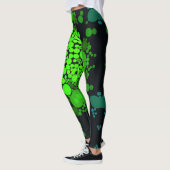 Dot Mandala Blume Grün und Schwarz Leggings (Links)