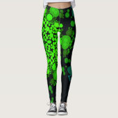 Dot Mandala Blume Grün und Schwarz Leggings (Vorderseite)