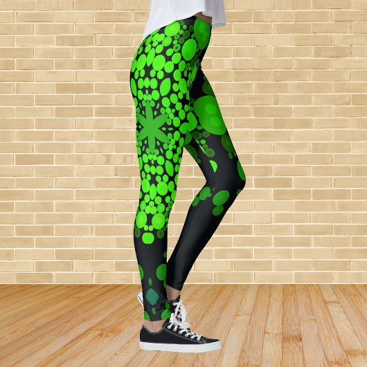Dot Mandala Blume Grün und Schwarz Leggings