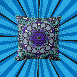 Dot Mandala Blume Lila Blau und Weiß Kissen