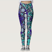 Dot Mandala Blume Lila Blau und Weiß Leggings (Vorderseite)