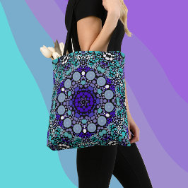 Dot Mandala Blume Lila Blau und Weiß Tasche