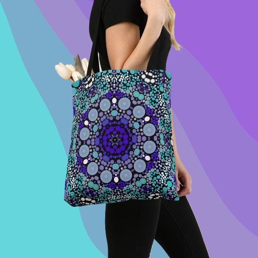 Dot Mandala Blume Lila Blau und Weiß Tasche
