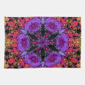 Dot Mandala Blume Lila Orange und Gelb Geschirrtuch (Horizontal)