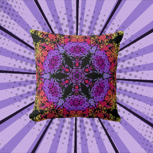 Dot Mandala Blume Lila Orange und Gelb Kissen