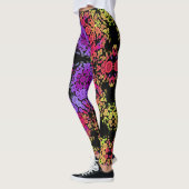 Dot Mandala Blume Lila Orange und Gelb Leggings (Links)