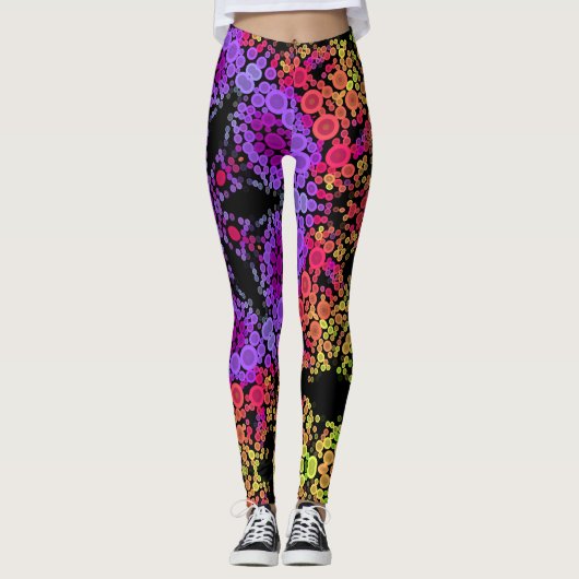 Dot Mandala Blume Lila Orange und Gelb Leggings (Vorderseite)