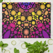 Dot Mandala Blume Lila und gelb Geschirrtuch (Gefaltet)