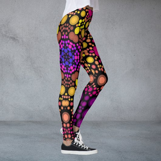 Dot Mandala Blume Lila und gelb Leggings