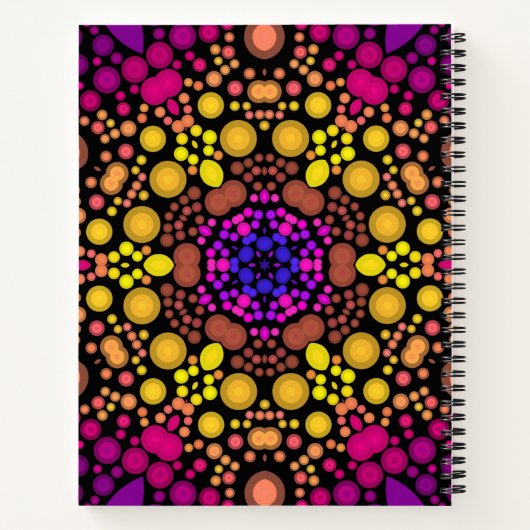 Dot Mandala Blume Lila und gelb Notizblock (Rückseite)