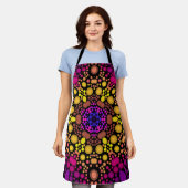 Dot Mandala Blume Lila und gelb Schürze (Getragen)