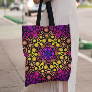 Dot Mandala Blume Lila und gelb Tasche