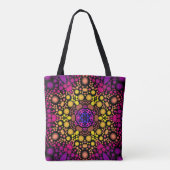 Dot Mandala Blume Lila und gelb Tasche (Rückseite)