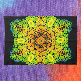 Dot Mandala Blume Orange Gelb Grün und Blau Geschirrtuch