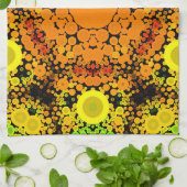 Dot Mandala Blume Orange Gelb und Grün Geschirrtuch (Gefaltet)
