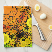 Dot Mandala Blume Orange Gelb und Grün Geschirrtuch (Viertel Falte)