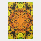 Dot Mandala Blume Orange Gelb und Grün Geschirrtuch (Vertikal)