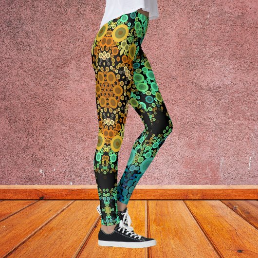 Dot Mandala Blume Orange Green und Blue Leggings