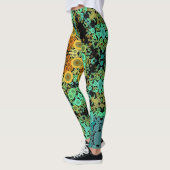Dot Mandala Blume Orange Green und Blue Leggings (Links)